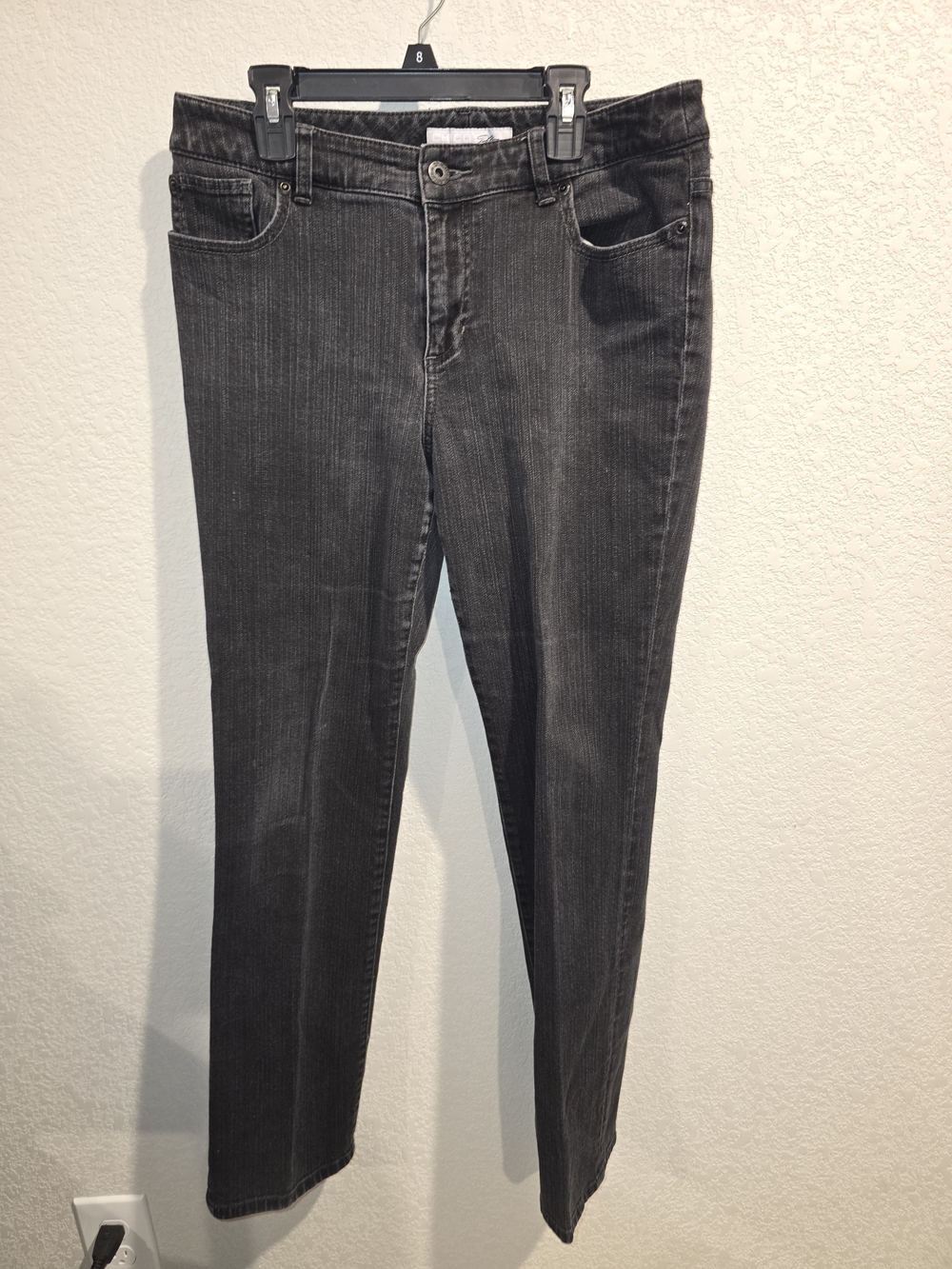 Chico's Platinum Black Denim Straight Leg Jeans - Size 1 Regular (US 8)